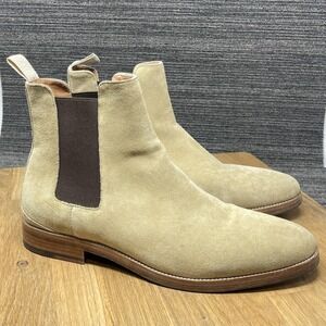 New Republic Chelsea Boots Men 10.5 Beige Suede Leather Pull On Ankle Preppy